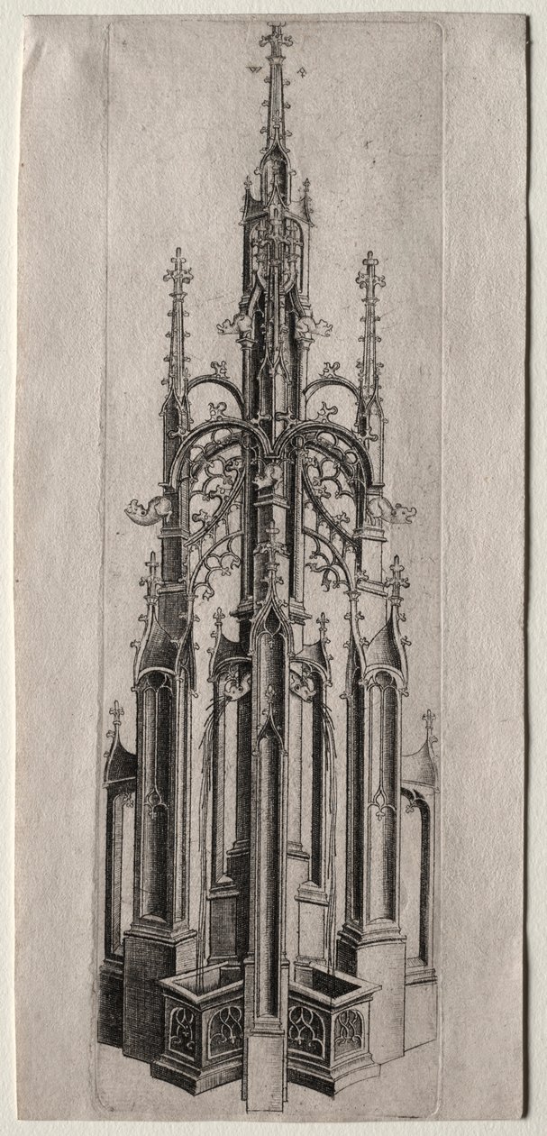 Design til en gotisk springvand, ca. 1470. af Master W with the Key
