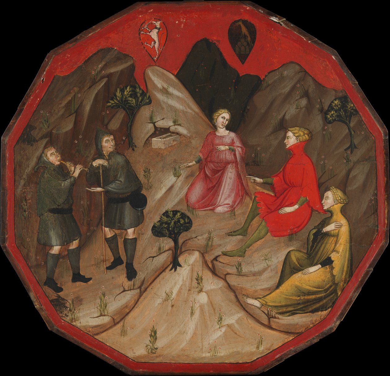 En konkurrence mellem fårehyrderne Alcesto og Acaten af Master of 1416