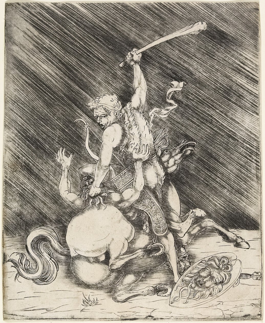 Hercules og Cacus, ca. 1505-1520 (tørpunkts-ætsning) af Master of 1515