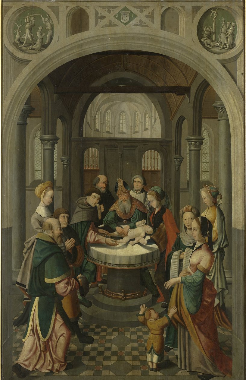Panel af en altertavle med Kristi omskæring, på verso er Kristi opstandelse af Master of Alkmaar (attributed to)
