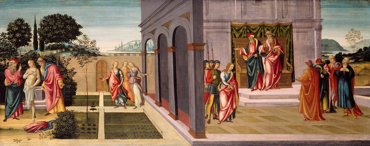 Susanna og de ældste i haven, og retssagen mod Susanna for de ældste af Master of Apollo and Daphne