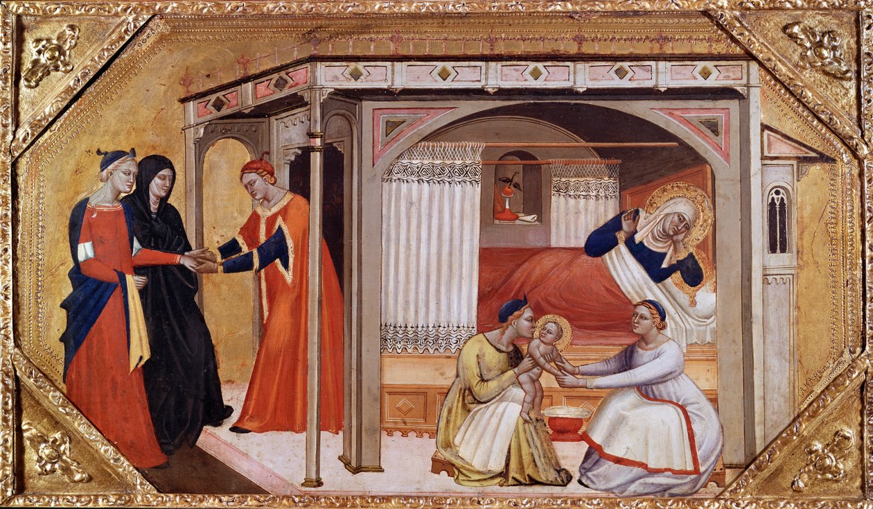 Jomfru Marias fødsel, c1365-1370 af Master of Ashmolean Predella