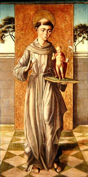 Sankt Antonius af Padova med Kristusbarnet (olie på panel) af Master of Astorga