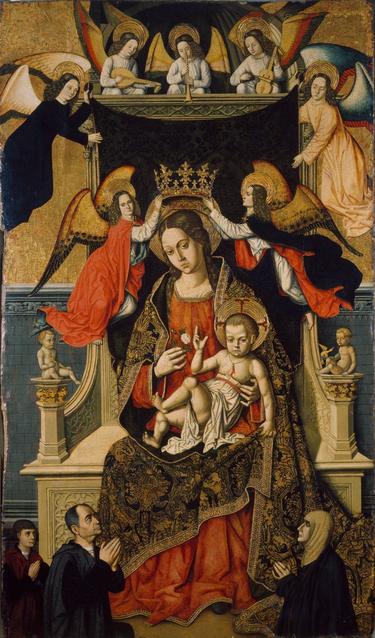 Jomfruen og barnet med engle og donorer, 1475-1500 af Master of Castelsardo