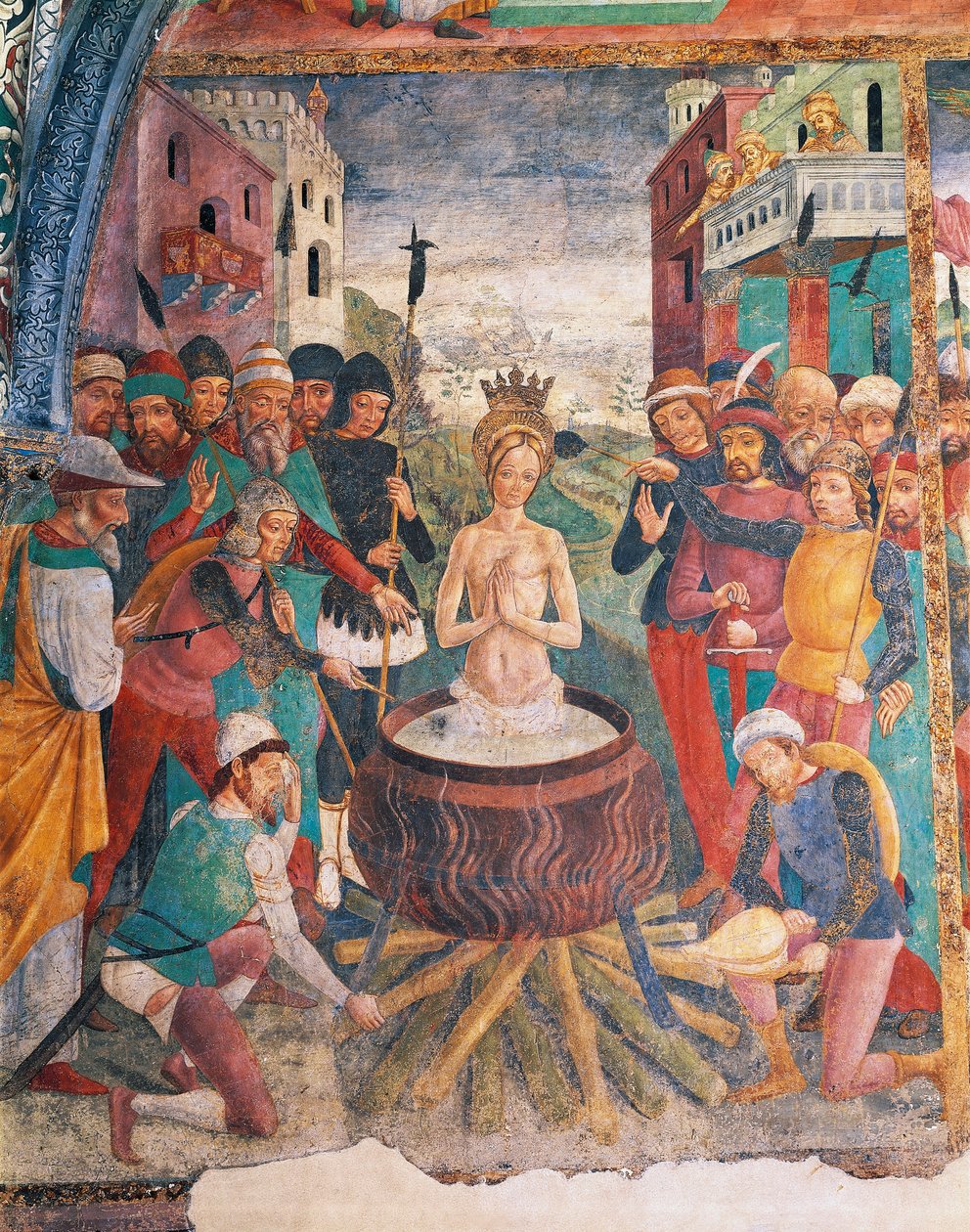 Italien, Piemonte-regionen, Alessandria-provinsen, Serralunga di Crea, Sacro Monte di Crea, Sanctuary of Santa Maria Assunta, Kapel af Skt. Margaret af Antiochia, St. Margaret af Antiokias passion af Master of Crea