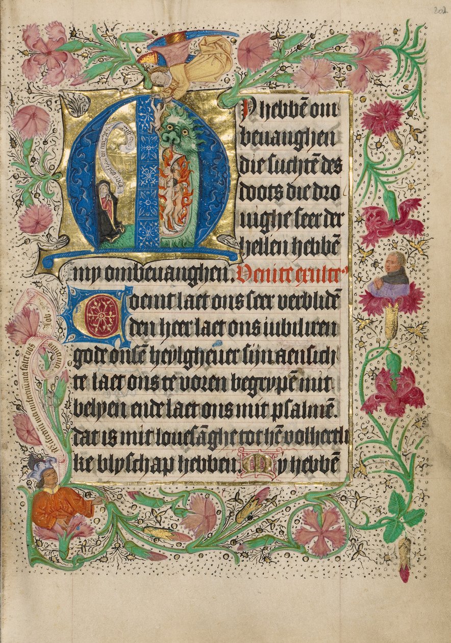 Initial M: En knælende kvinde i bøn af Master of Evert Zoudenbalch