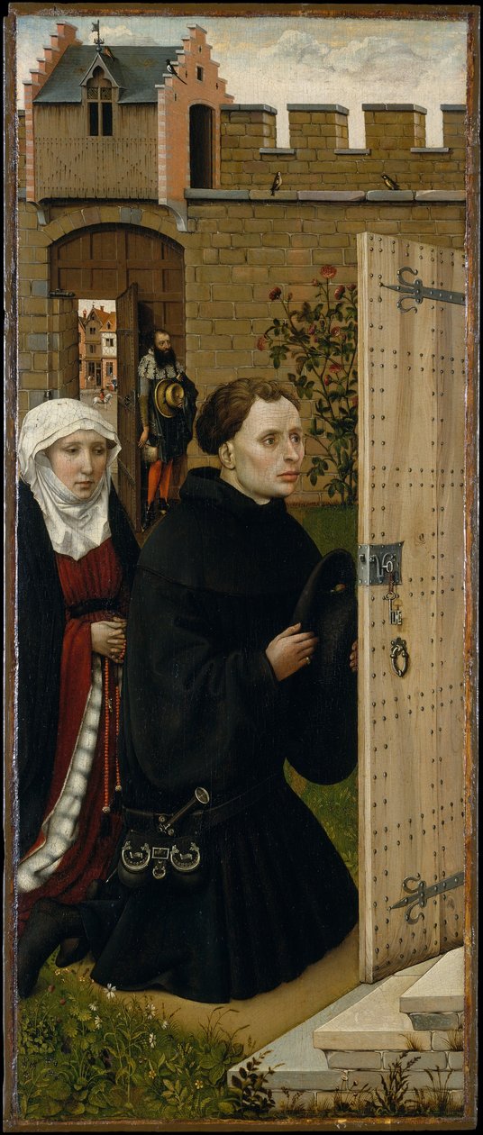 Bebudelse Triptykon (Merode altertavle), ca. 1427-32 (olie på eg) af Master of Flémalle