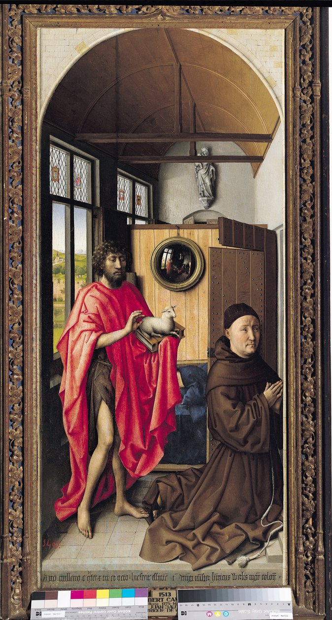 Johannes Døberen og giveren, Heinrich Von Werl fra Werl-altertavlen, 1438 (se også 161980) af Master of Flémalle