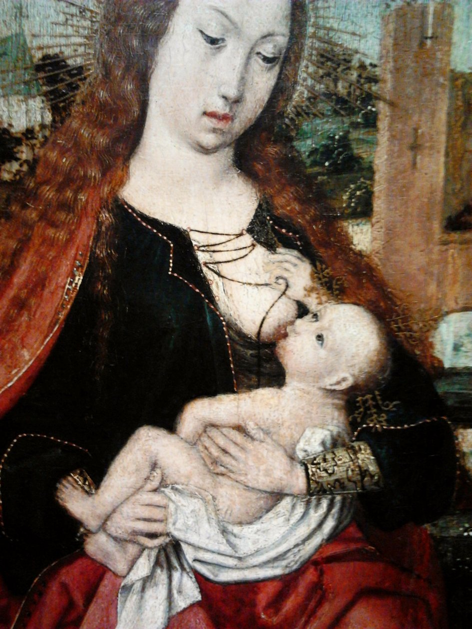 Madonna med barn kronet af to engle (detalje). af Master of Frankfurt