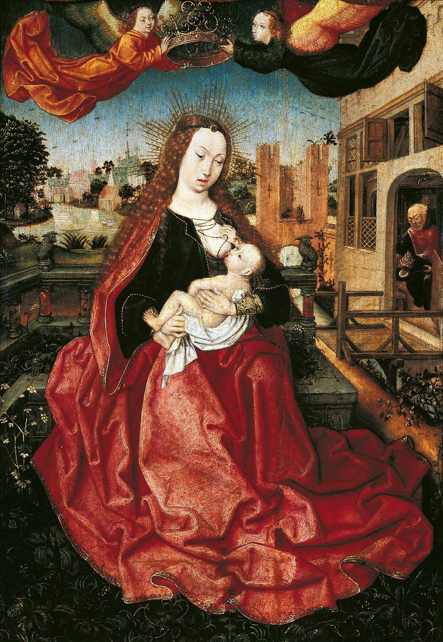Madonna og barn kronet af to engle, 1490