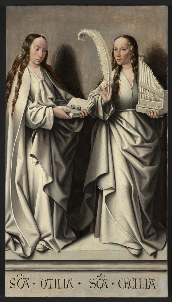 De hellige Ottilia og Cecilia Panel af St Anne-altertavlen, ca 1503-1506 af Master of Frankfurt