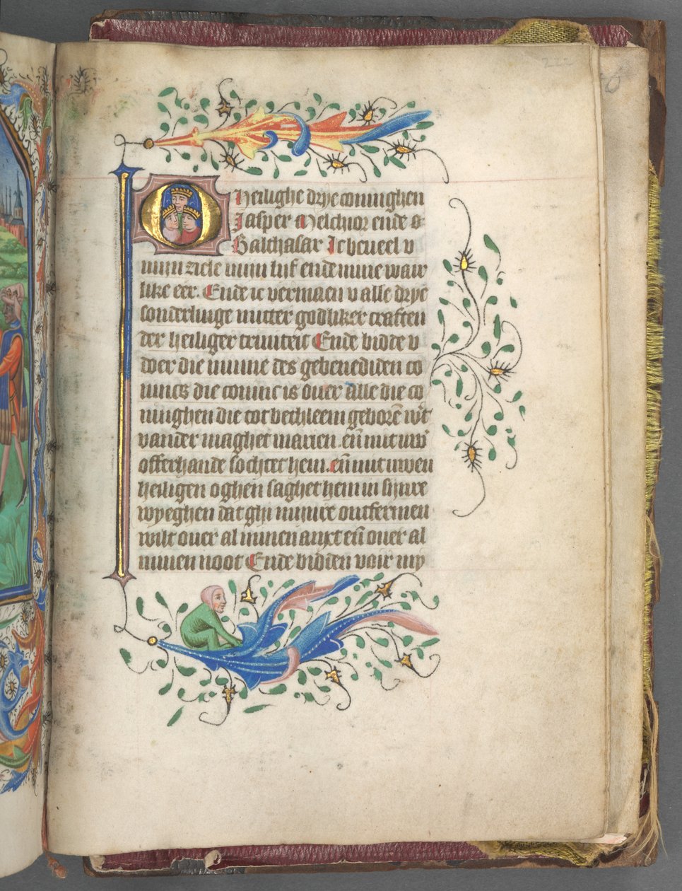 Tidebog (brug af Utrecht): fol. 222r, initial med de hellige tre konger af Master of Gijsbrecht van Brederode