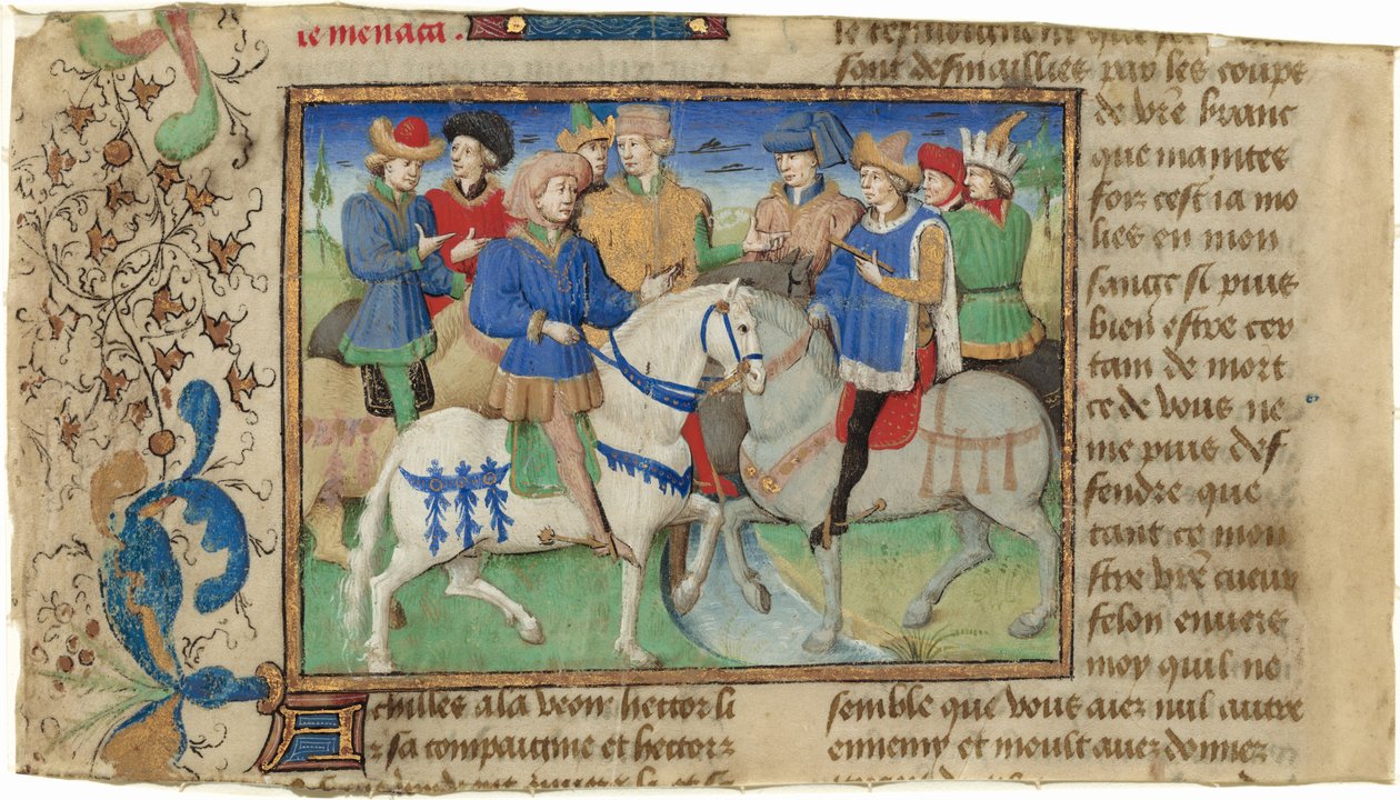 Møde mellem Achilleus og Hector af Master of Girart de Roussillon