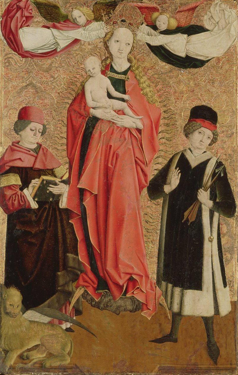 Jomfruen af den ubesmittede undfangelse med Sankt Markus og Sankt Sebastian af Master of Grossgmain