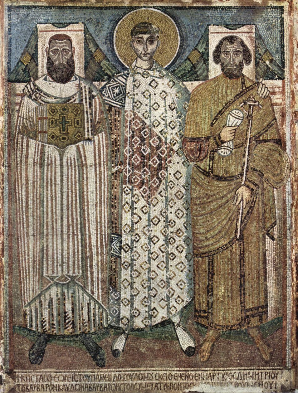 Sankt Demetrius af Thessaloniki med donorerne, 6.-7. århundrede af Master of Hagios Demetrios