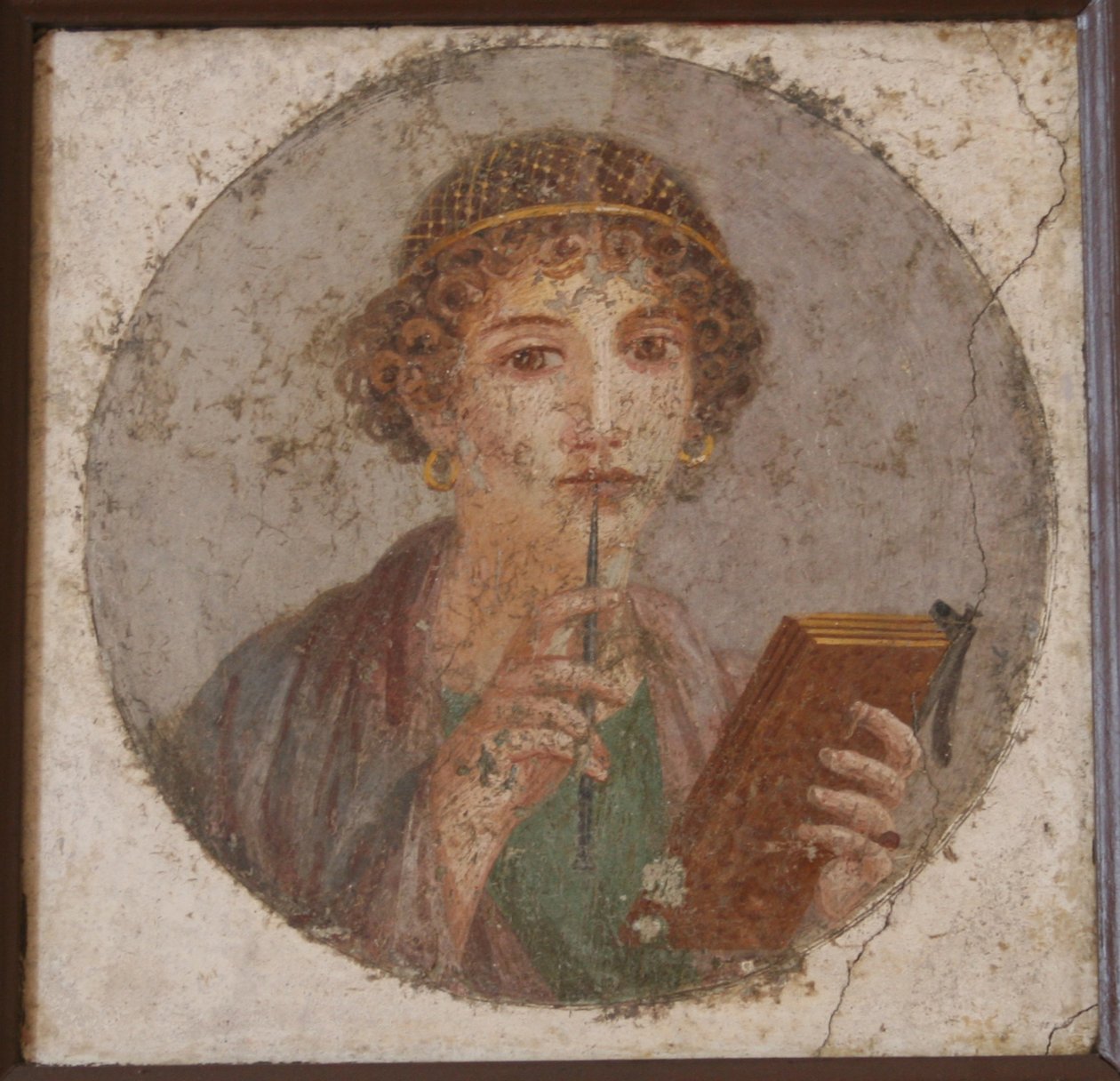En ung kvinde med bog og stylus Såkaldt Sappho, ca 50 af Master of Herculaneum