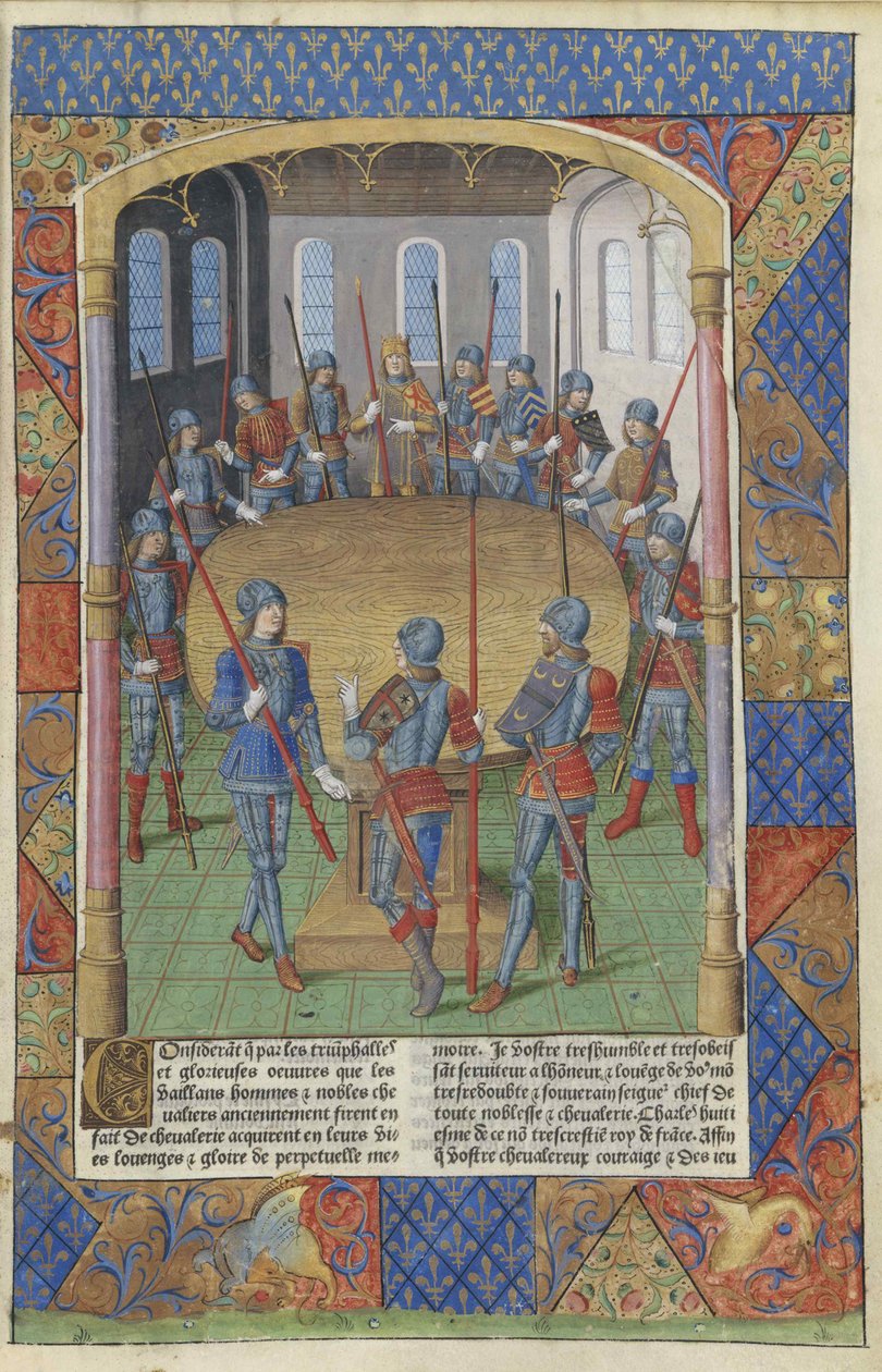 Lancelot af søen. Kong Arthur og ridderne af det runde bord, 1494. af Master of Jacques de Besançon