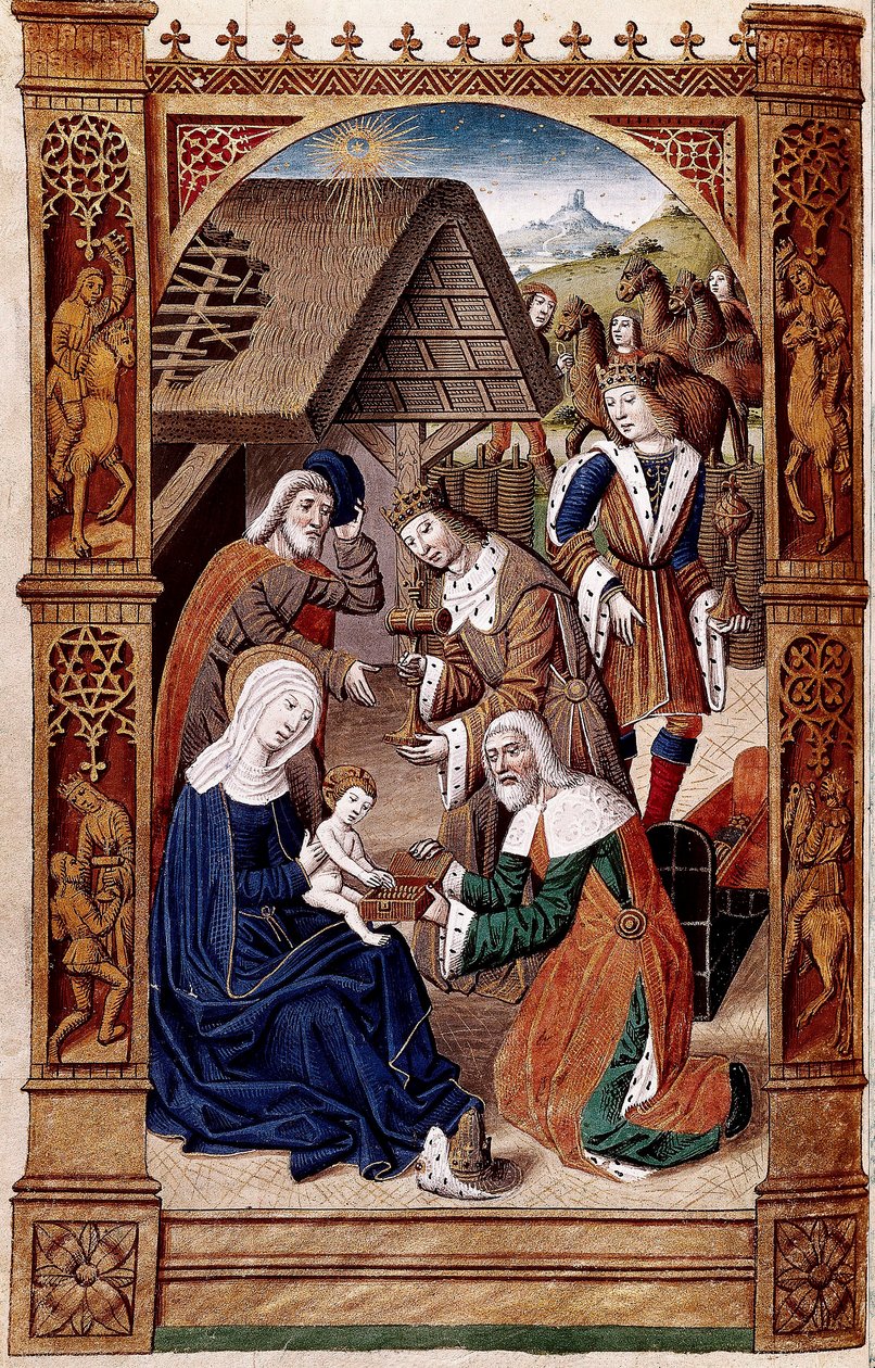 Tilbedelsen af Magi (miniature) af Master of Jacques de Besançon