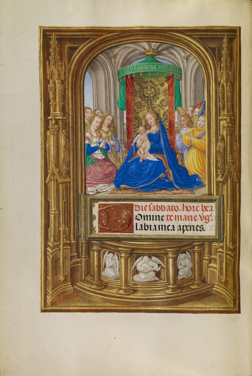 Jomfruen og barnet på tronen af Master of James IV of Scotland