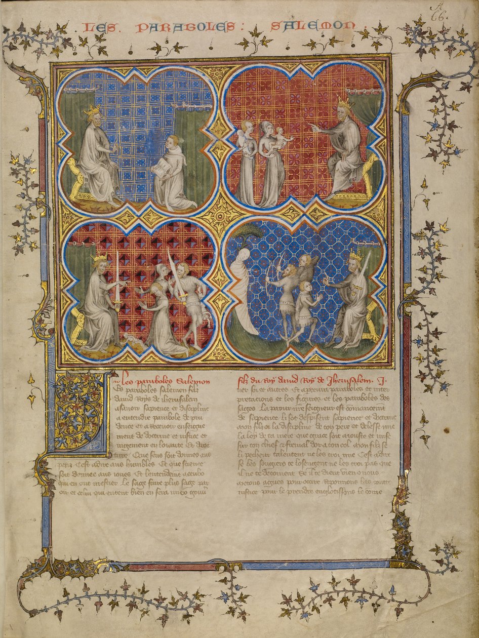 Salomo underviser Rehabeam; Salomos dom; Salomo tester tre brødres legitimitet af Master of Jean de Mandeville