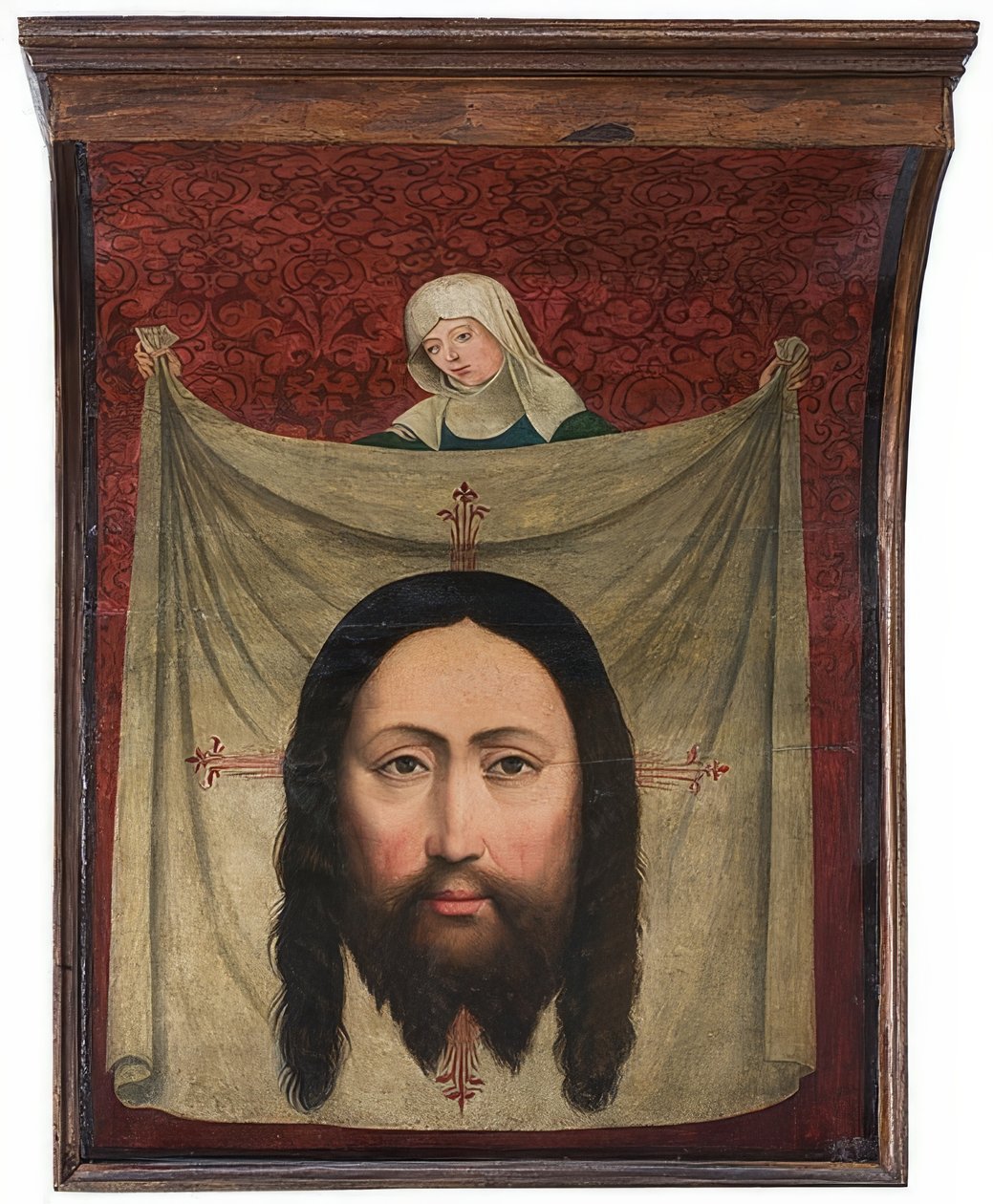Fra Lünen-alteret, detalje: St. Veronicas lommetørklæde. Omkring 1470/90 af Master of Liesborn