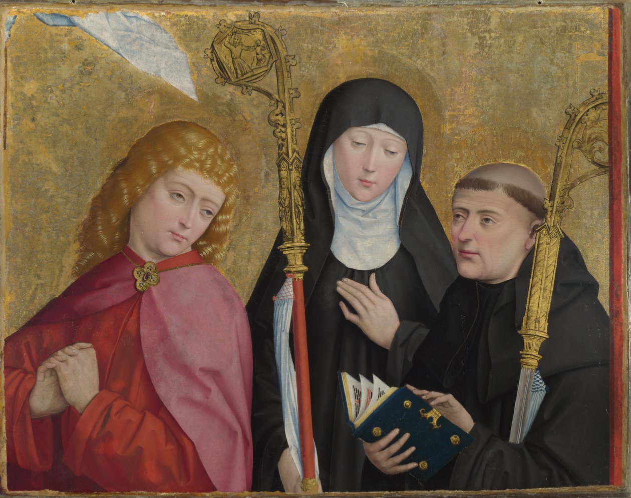 De hellige Johannes Evangelisten, Scholastica og Benedikt The Liesborn-altertavle, ca. 1470-1480 af Master of Liesborn