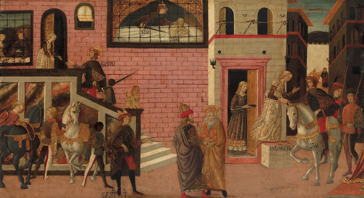 The Rape of Lucretia, slutningen af det 15.-begyndelsen af det 16. århundrede. af Master of Marradi