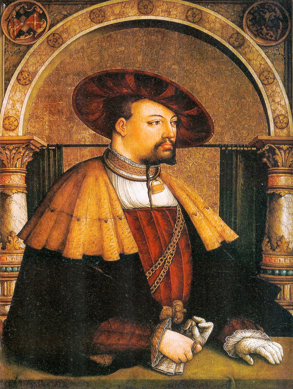 Tysk: Portræt af Eitelfriedrich III von Zollern Portræt af Eitelfriedrich III von Zollern (1561) af Master of Messkirch