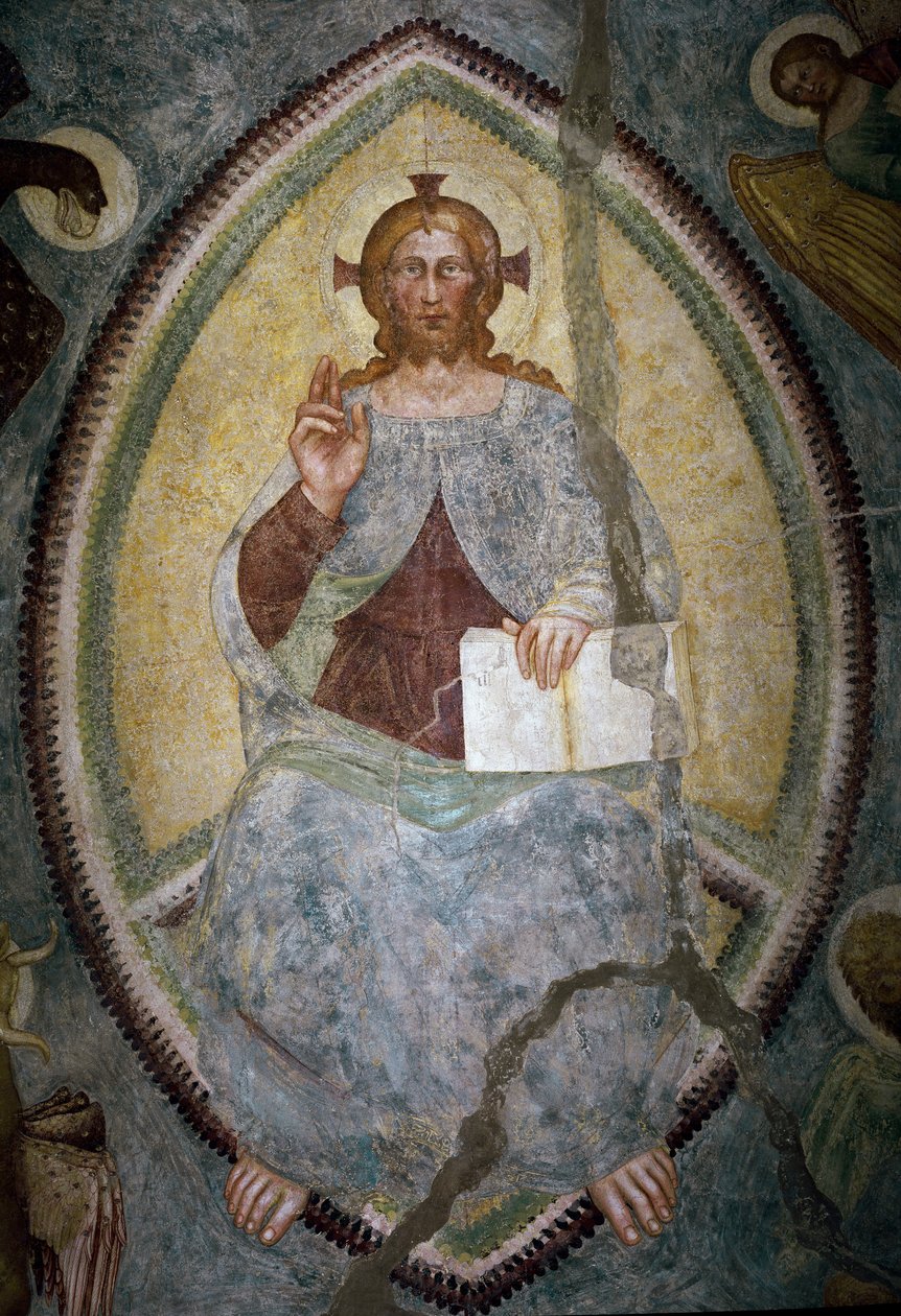 Forløser mellem de fire evangelister (fresko af Master of Mocchirolo
