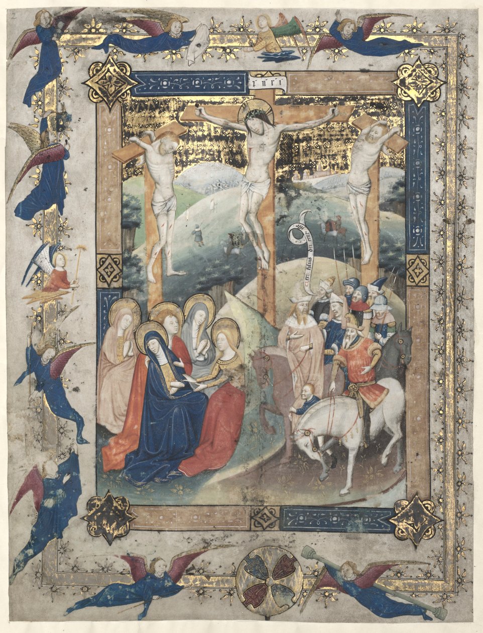 Blad fra et missal: Korsfæstelsesfronten for messens kanon, ca. 1440-1450. af Master of Otto van Moerdrecht
