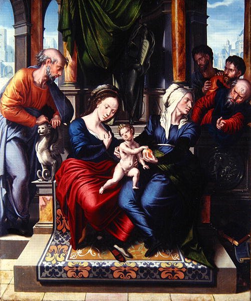 Den hellige familie (olie på panel) af Master of Paul and Barnabas