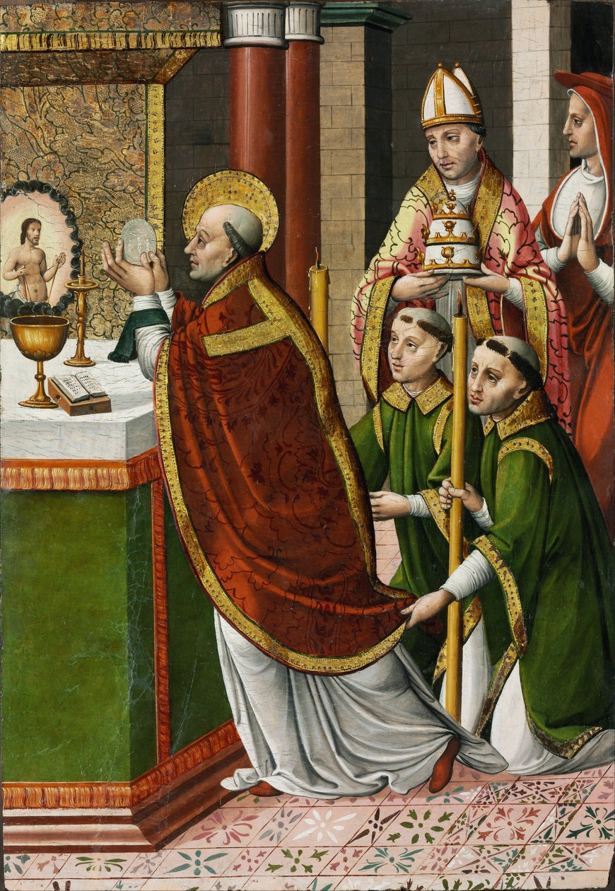 Sankt Gregor den Stores messe - Mester af Portillo (aktiv 1520-1530) - ca. 1520 - Tempera på panel - 96,2x66,5 - Szepmuveszeti Muzeum, Budapest af Master of Portillo