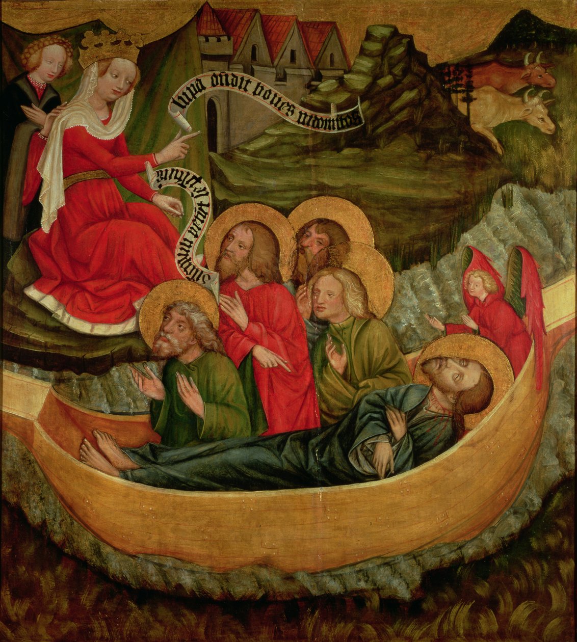 Indskibning af liget af St. Jakob den Store, på vej til Spanien, ca. 1425 (panel) af Master of Raigern