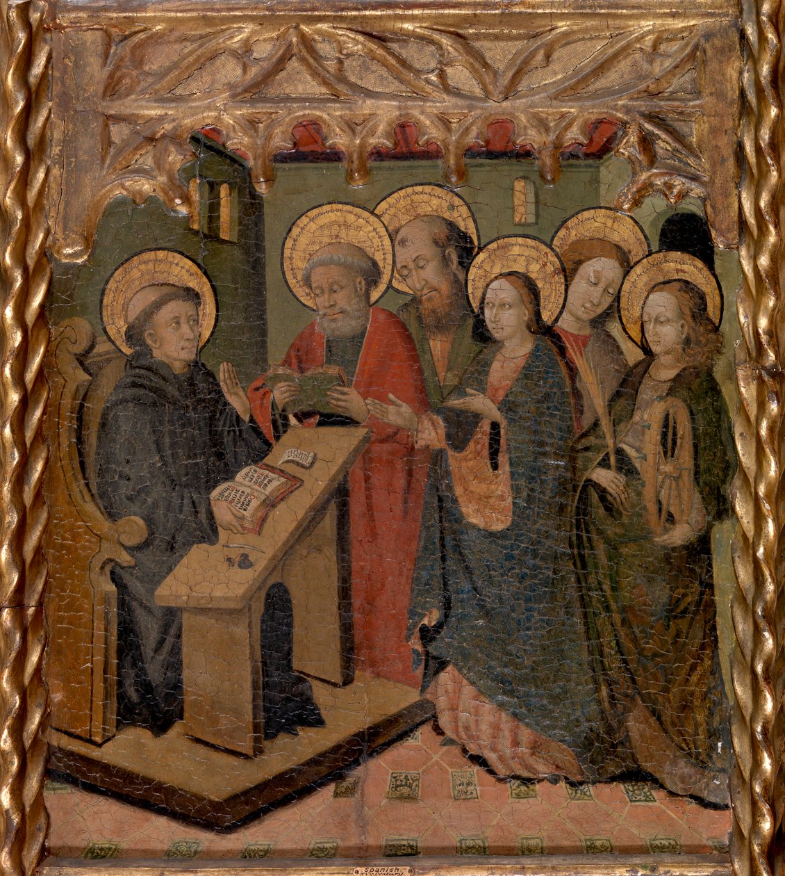 Jomfru Maria og de hellige Peter, Paul, Johannes Evangelisten og Katarina af Alexandria viser sig for Sankt Martin af Master of Riglos