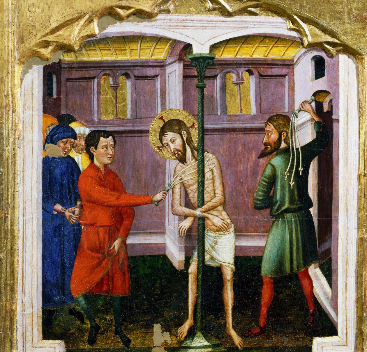 Flagellationen, af Mesteren af Rubio (1300-tallet), predella af altertavlen fra Santa Maria-kirken, Rubio, maleri på træ. af Master of Rubió