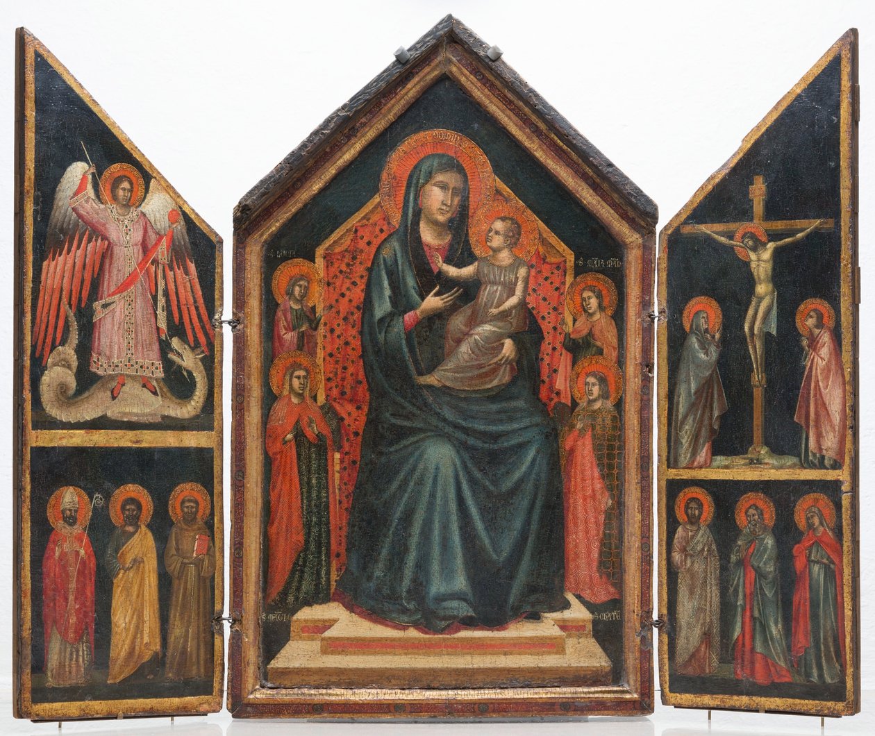 Madonna med barnet og de hellige Lucy, Margaret, Maria Magdalene og Katarina af Alexandria af Master of Saint Cecilia