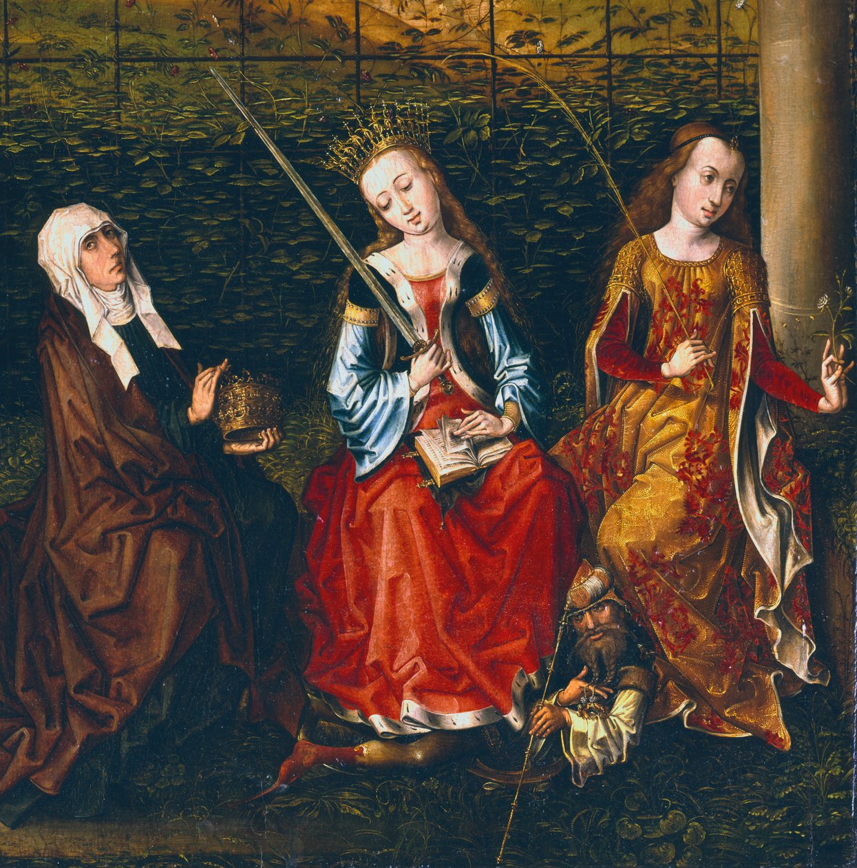 Skt. Elizabeth af Ungarn, Skt. Katarina af Alexandria og Skt. Rosalie af Padua, 1470-1500 af Master of Saint Gudule