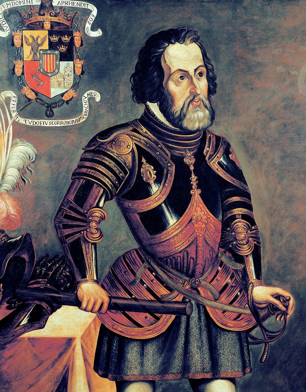 Hernando Cortes (1485-1547) (kopi af en original) af Master of Saldana