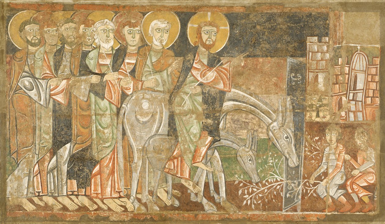 Kristi indtog i Jerusalem, ca. 1125 (fresko) af Master of San Baudel