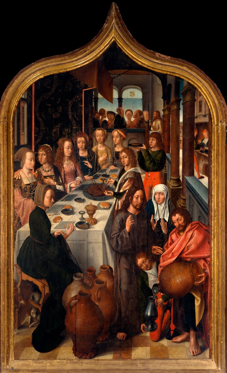 Tryptic: "The wedding of Cana"" Maleri af mesteren af ​​San Lorenzo. Sogn i San Lorenzo della Costa, Santa Margherita Ligure (Genova) af Master of San Lorenzo