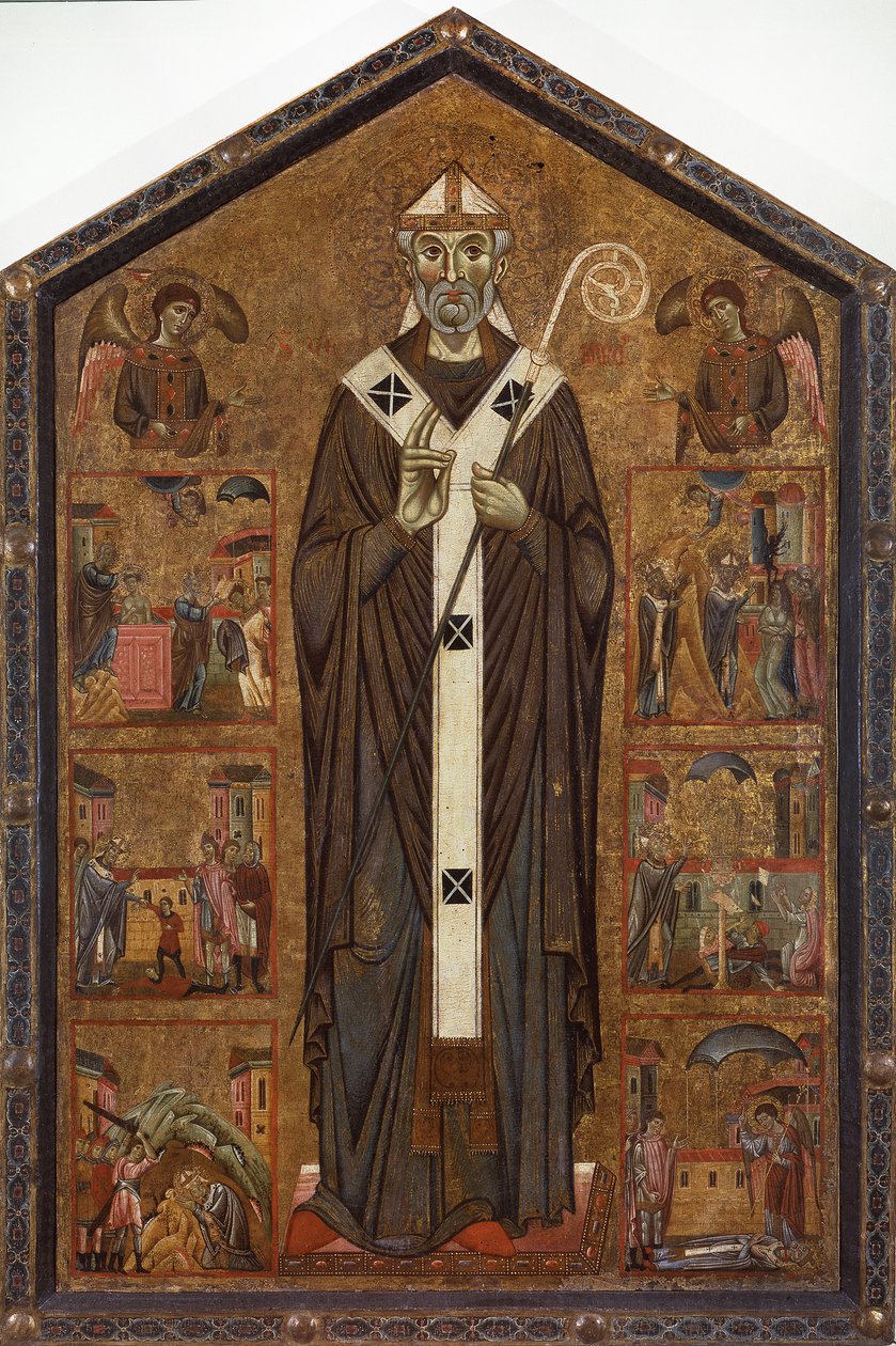 Sankt Veranus mellem to engle og seks historier om hans legende, slutningen af det 13. århundrede af Master of San Verano