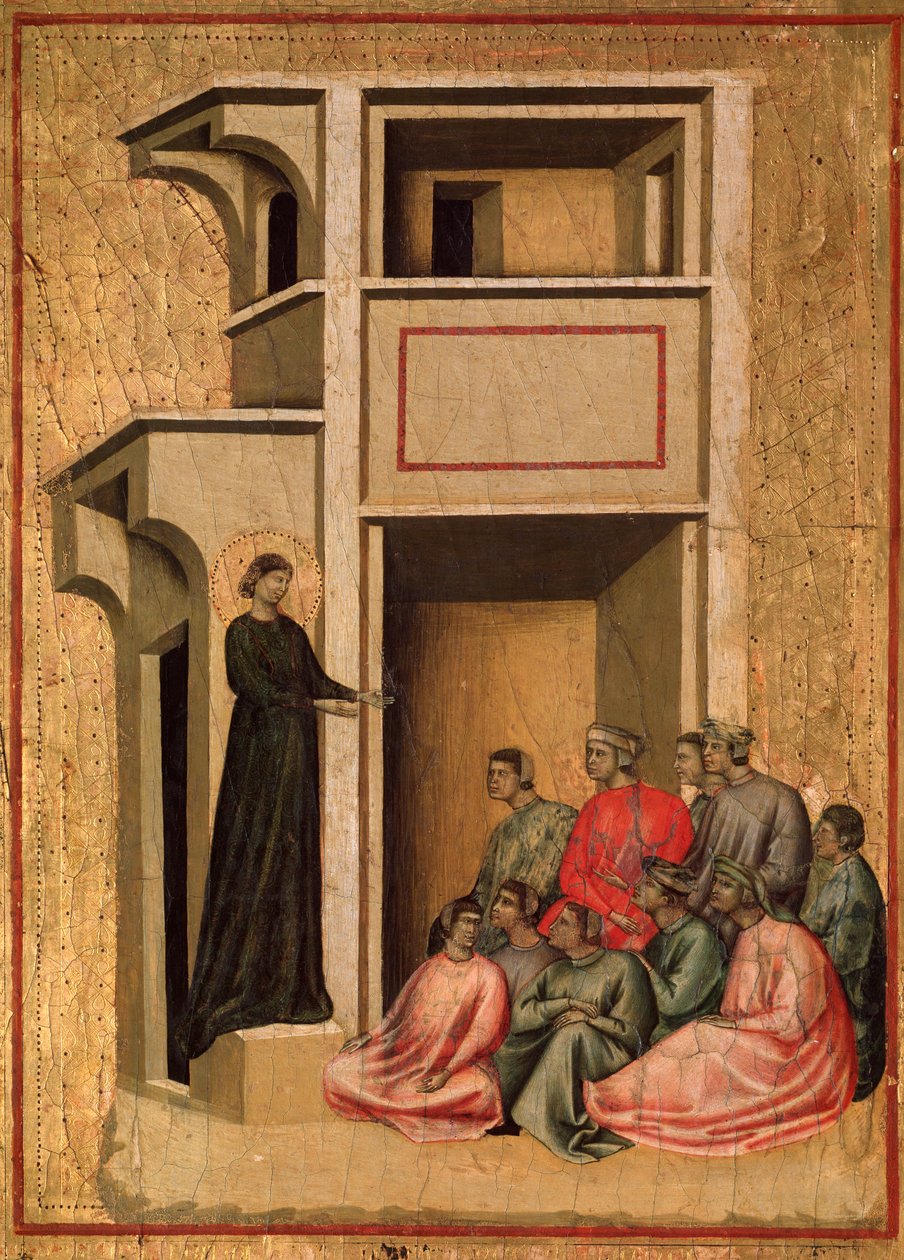 Sankt Cecilia og historien om hendes liv Detalje: Sankt Cecilia omvendende soldater - altertavle, ca. 1290-1320 af Master of St. Cecilia