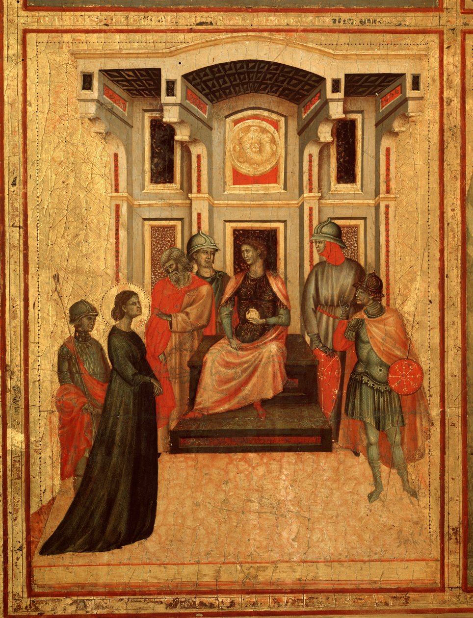 Sankt Cecilia og hendes livs historie Detalje: Sankt Cecilia skændes med præfekten - altertavle, ca. 1290-1320 af Master of St. Cecilia