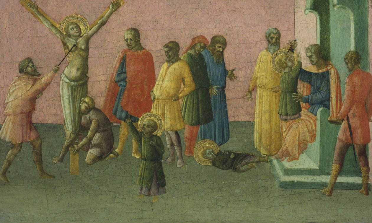 The Martyrdom of the Saints, 1400-50 (tempera og bladguld på panel) af Master of St. Julitta and St. Quiricus Master of St. Julitta and St. Quiricus