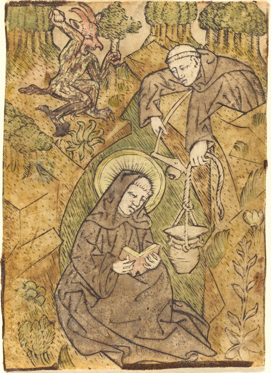 Sankt Benedikt og munken Romanus af Master of St. Wolfgang