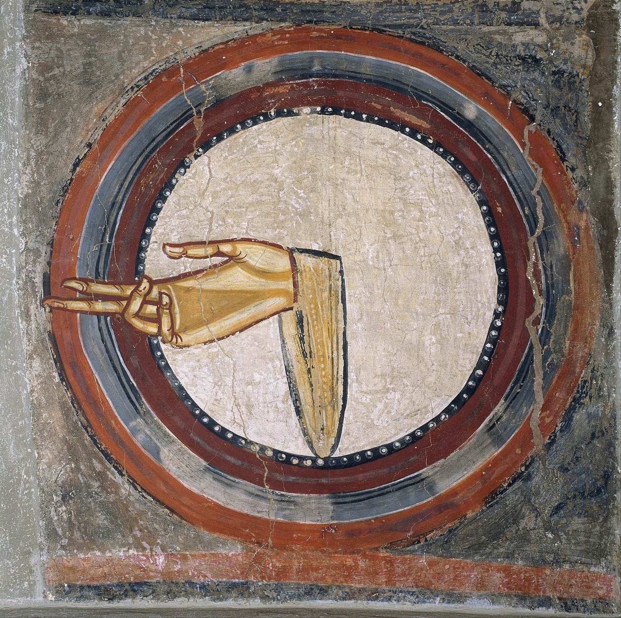 The Hand of God (fra Sant Climent de Tauell) - Master of Tahull (Master of Sant Climent de Tauell) (aktivt 12. århundrede) - 12. århundrede - Fresco - 95x100 - Museu Nacional d