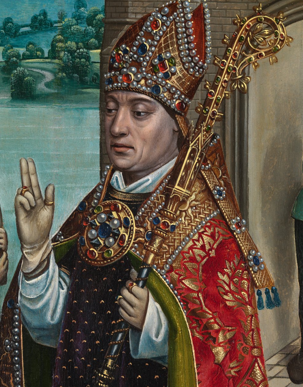 Detalje af kornets mirakel, fra St. Nicholas altertavle, ca. 1486-93 (olie på panel) af Master of The Legend of St. Lucy