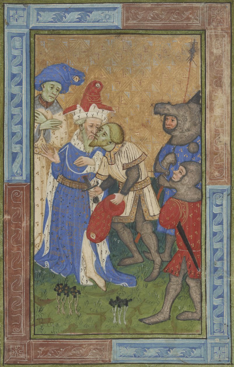 Attentatscene Ms B.11.7, ca. 1420 (tempera, sølv og guldmaling på pergament) af Master of Trinity College