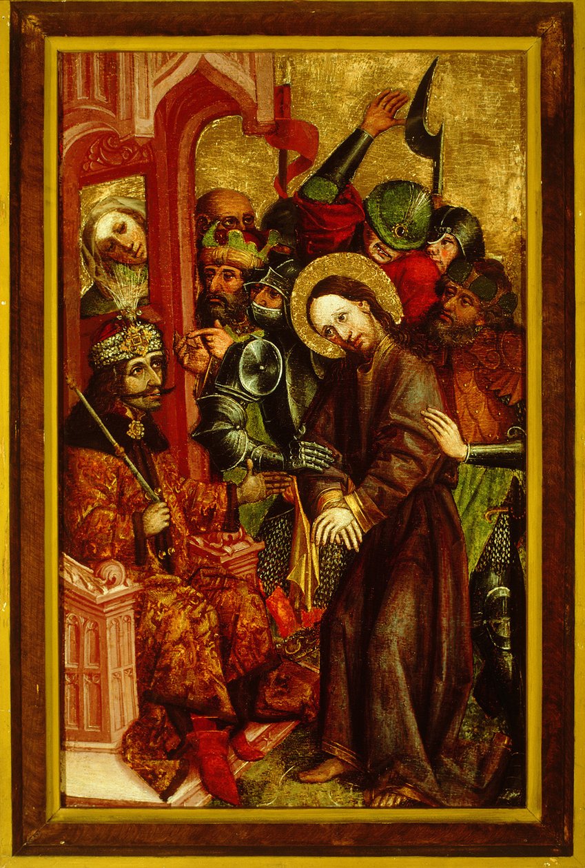 Kristus før Pilatus Vlad III som Pontius Pilatus, ca 1463-1464 af Master of Velenje Panels