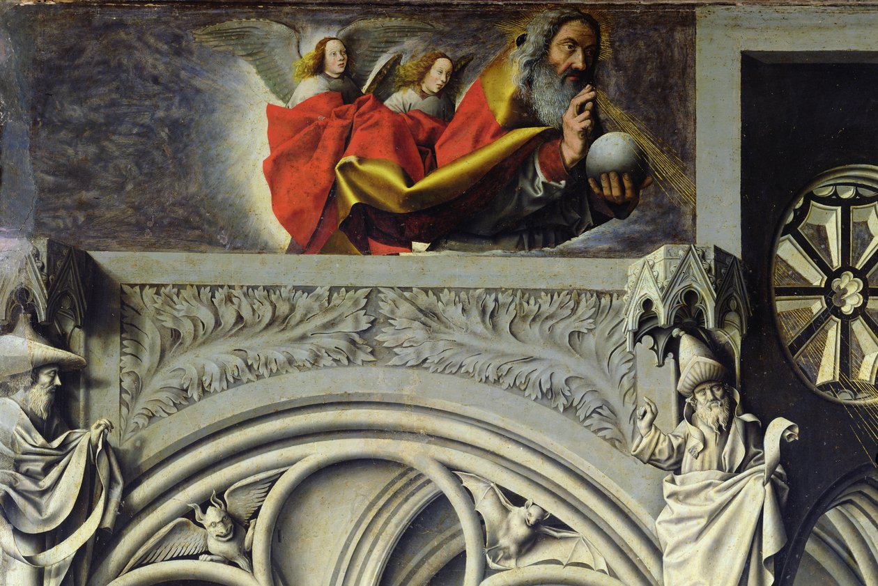 Gud Faderen i himlen sender sin søn ud til jomfru Maria, ca. 1445 (detaljer fra 26541) af Master of the Aix Annunciation
